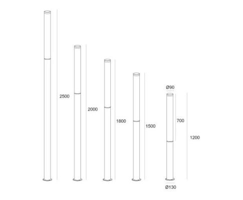 DC 12V Aluminium LED Lampu Bollard, Lampu Jalan Taman Untuk Taman Desa